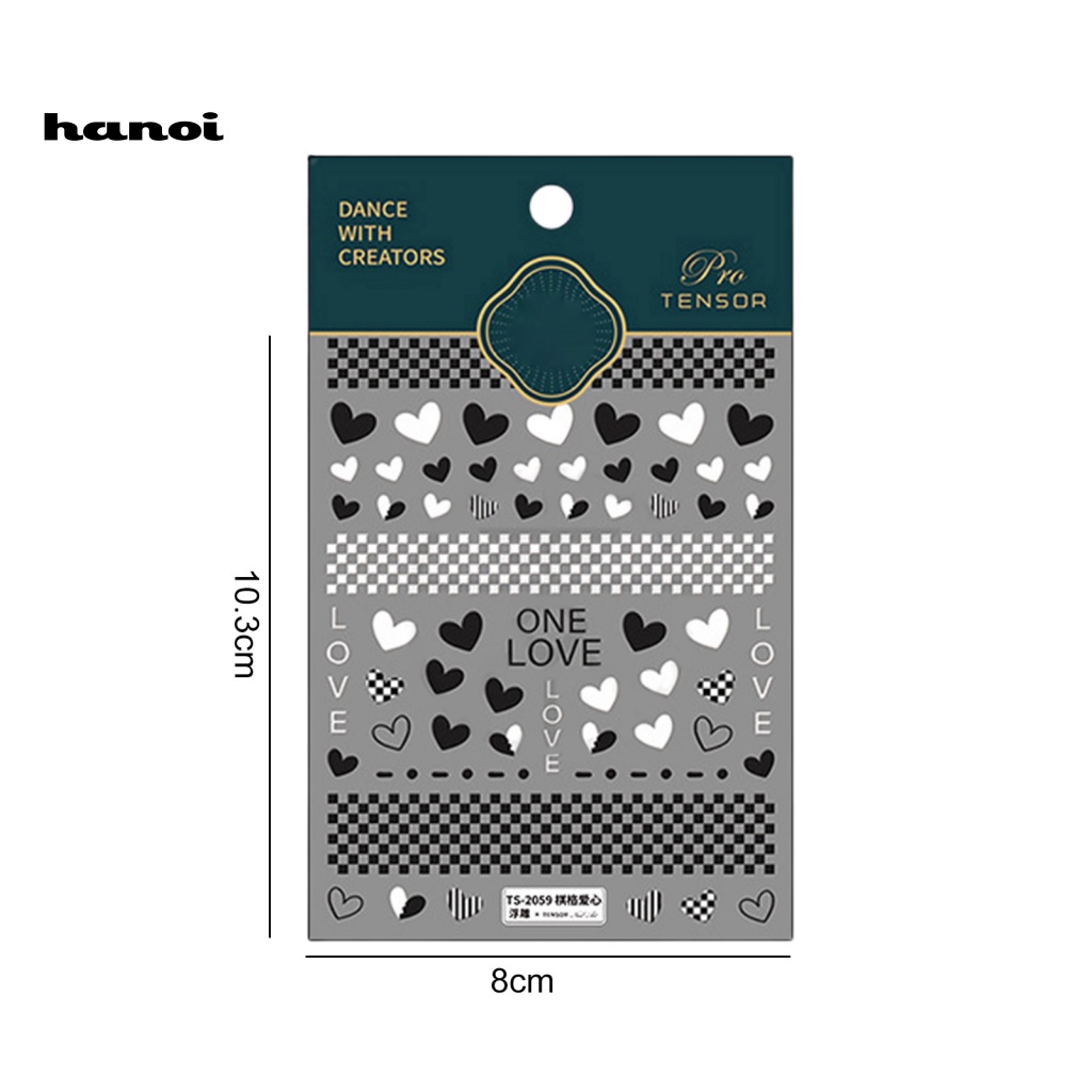 Miếng Dán Trang Trí Móng Tay Tự Dính Không Phai Họa Tiết Trái Tim Lãng Mạn