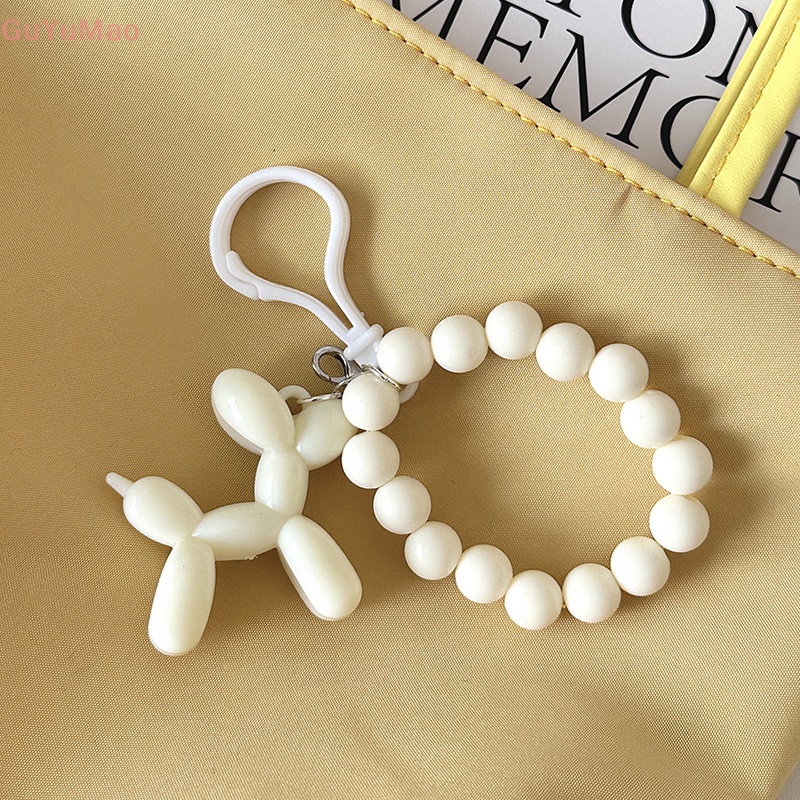 1 Móc Khóa Hình Chú Chó Đeo Bóng Bay Đính Ngọc Trai Dễ Thương