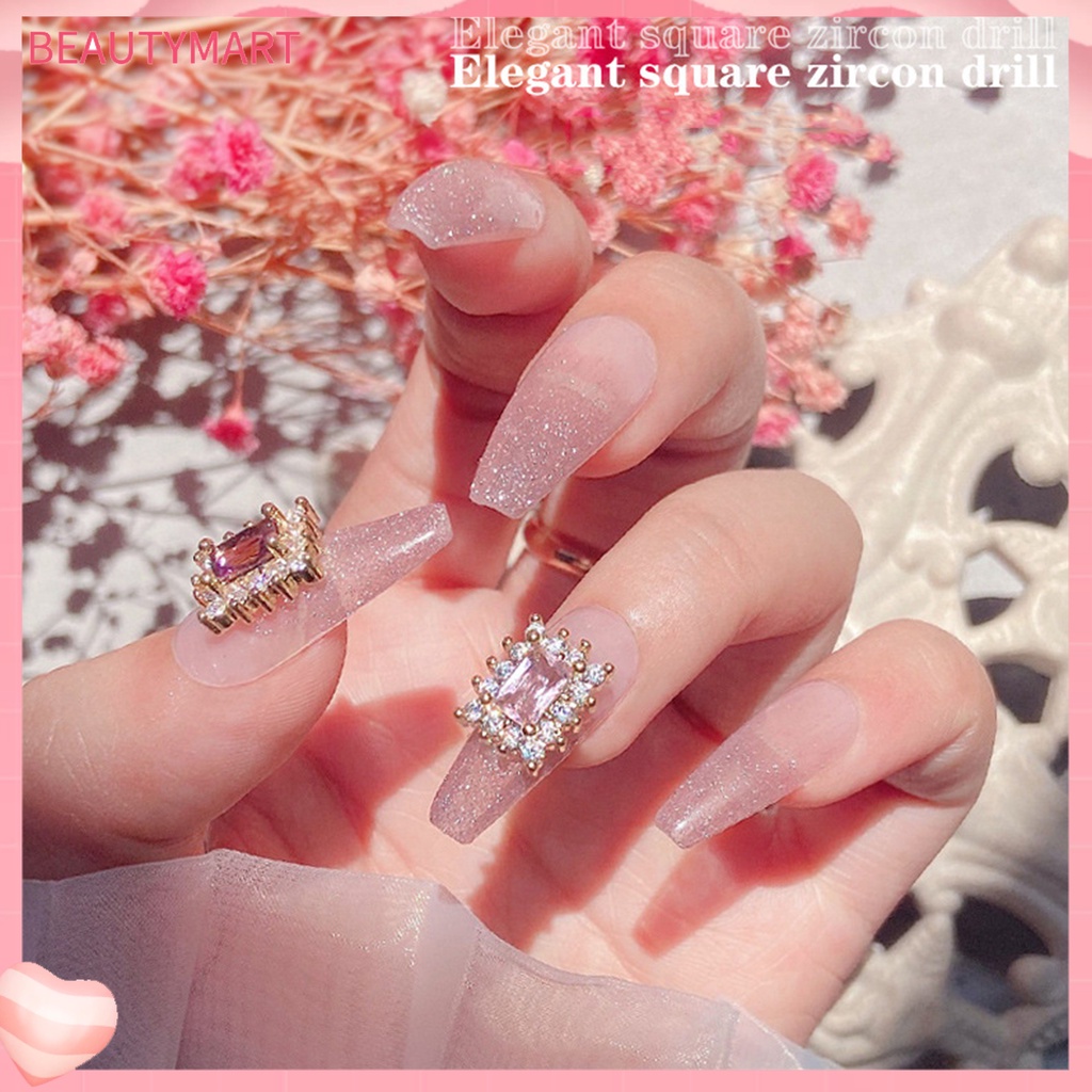 Phụ Kiện Đá Zirconia Hình Vuông Đính Trang Trí Móng Tay
