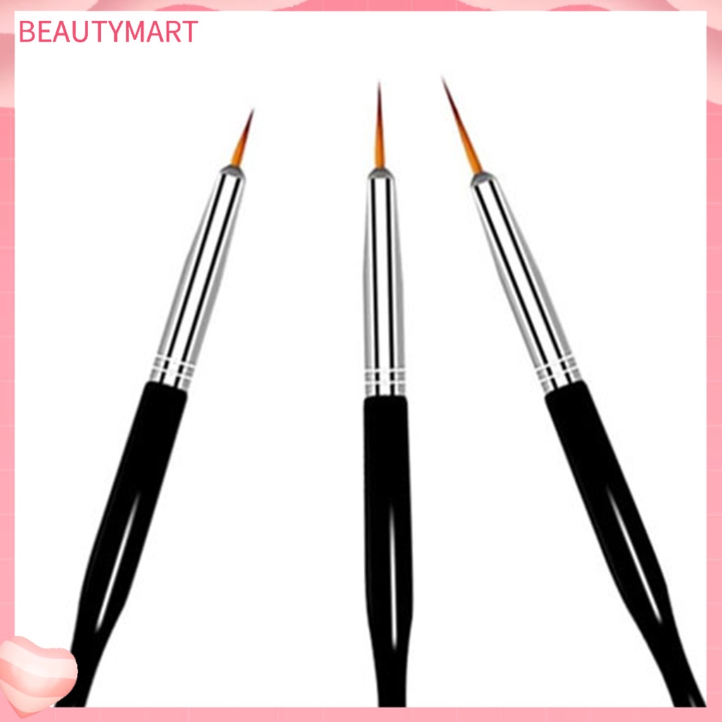Set 3 Bút Vẽ Trang Trí Móng Nghệ Thuật Thanh Đen Gọn Nhẹ Có Thể Tái Sử Dụng Cho Nữ