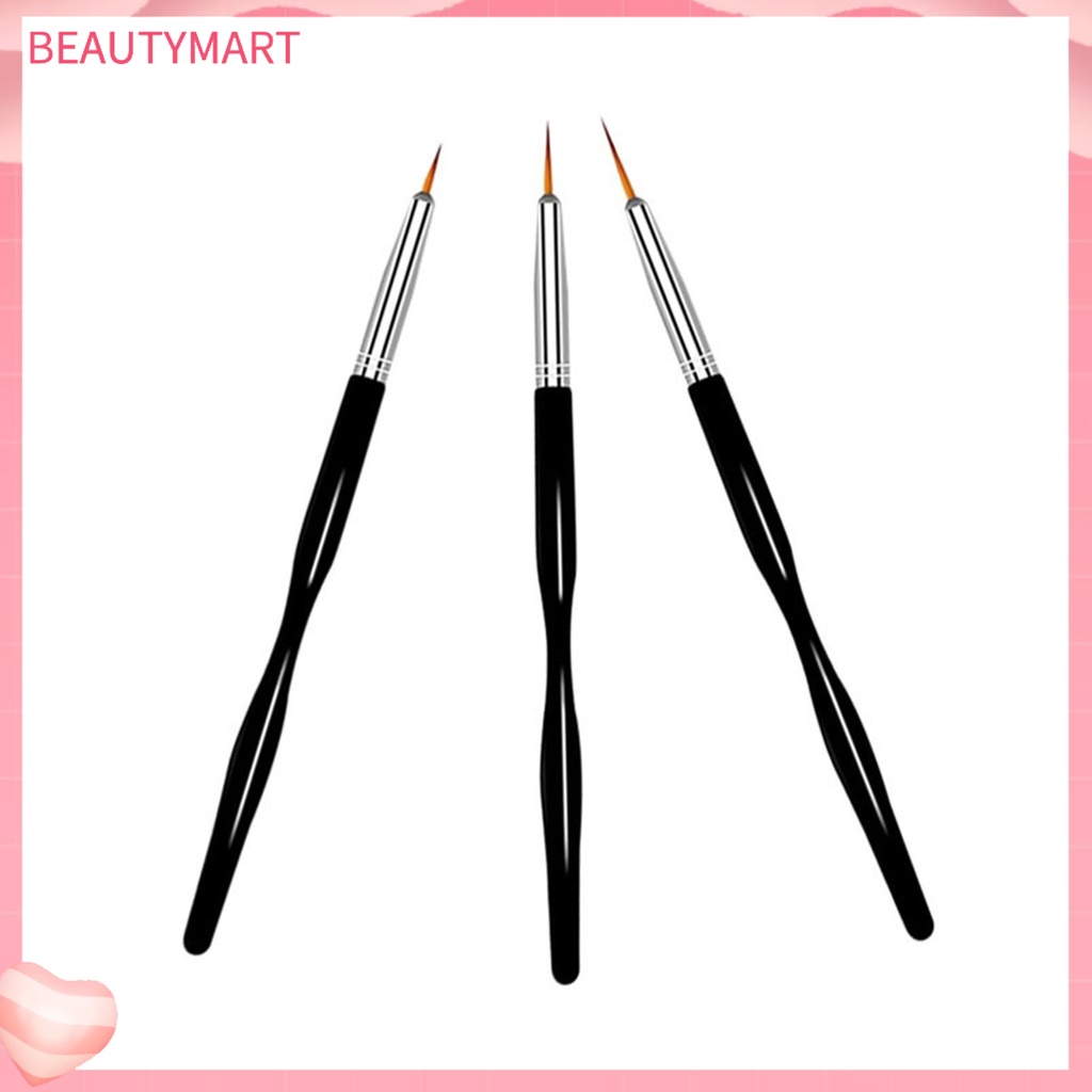 Set 3 Bút Vẽ Trang Trí Móng Nghệ Thuật Thanh Đen Gọn Nhẹ Có Thể Tái Sử Dụng Cho Nữ