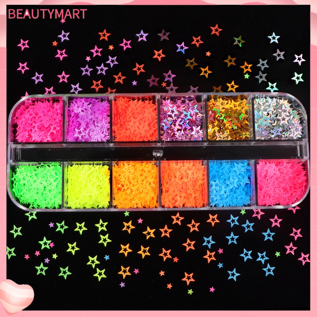 1 Hộp Đựng Hạt Nhựa 12 Ô Màu Sắc Tươi Sáng Trang Trí Móng Tay Nghệ Thuật
