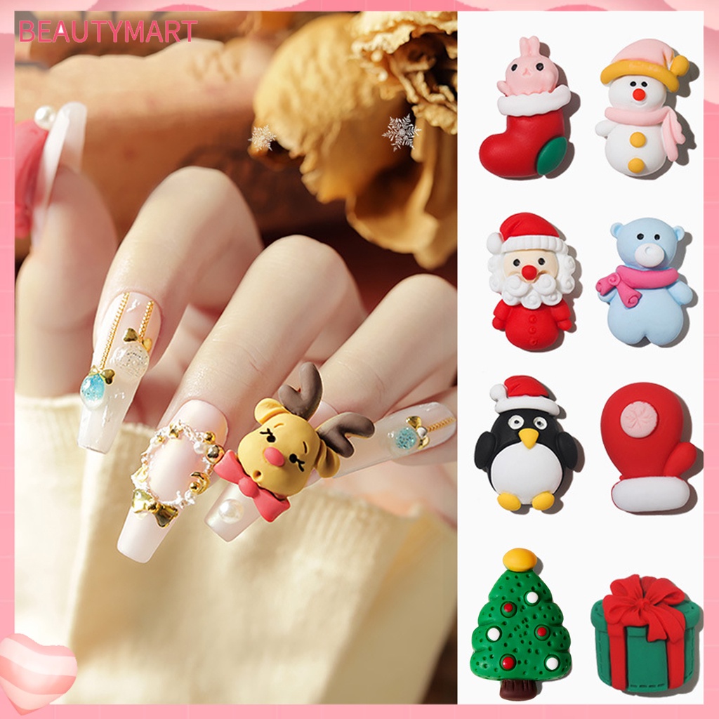 Set 5 Phụ Kiện Trang Trí Móng Tay Tạo Hiệu Ứng 3D Chủ Đề Giáng Sinh Năm Mới Cho Nữ