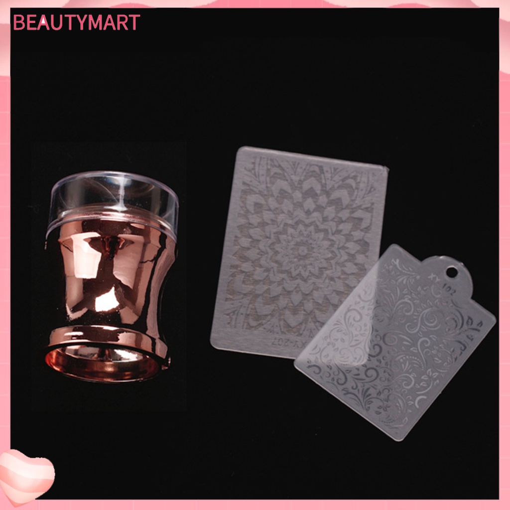 1 Bộ Dụng Cụ In Hình Móng Tay Bằng Silicone Kèm Nắp Đậy Dành Cho Salon Làm Móng