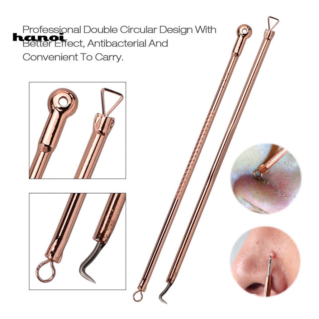 Set 4 Dụng Cụ Nặn Mụn Hai Đầu Bằng Kim Loại Tiện Lợi