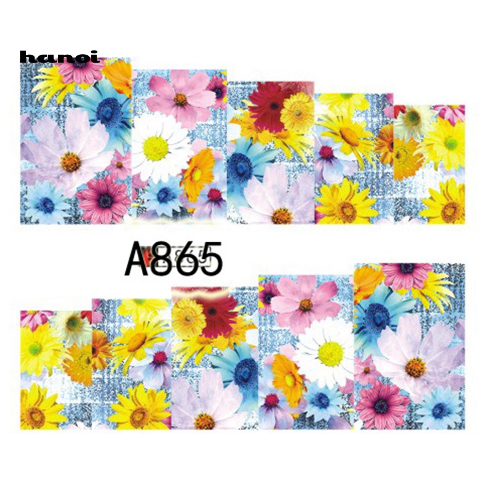 1 Tờ Miếng Dán Trang Trí Móng Tay Họa Tiết Hoa Nhiều Màu Sắc