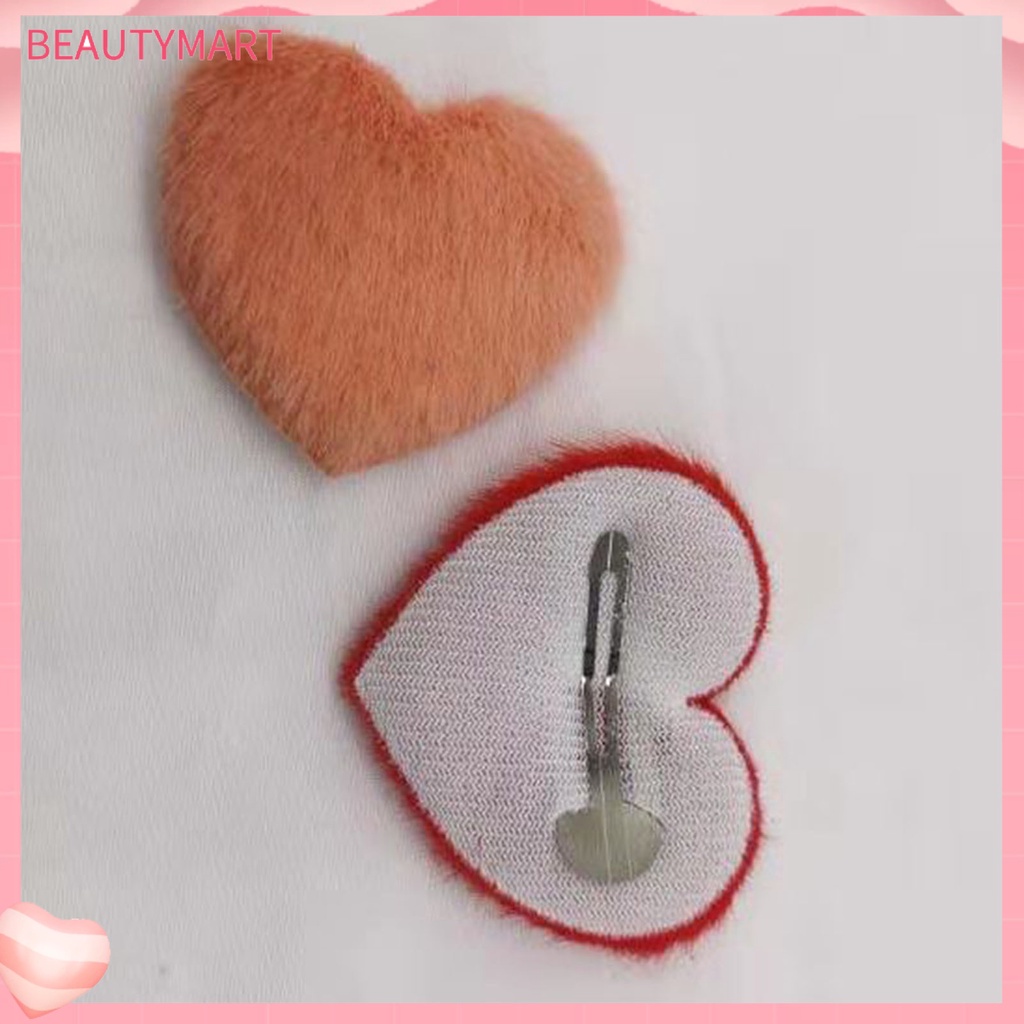 Kẹp Tóc Lông Chồn Nhân Tạo Hình Trái Tim Màu Sắc Ngọt Ngào Chống Trượt Cho Bé Gái