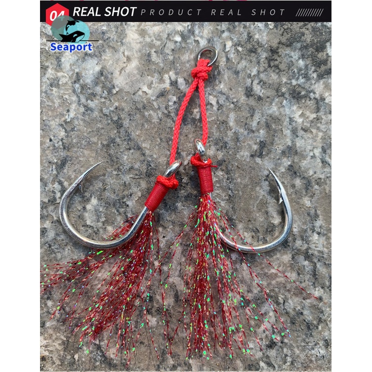 Bộ 2 Móc Câu Đôi Bằng Thép Cacbon Chất Lượng Cao 2 / 0 3 / 0 5 / 0 7 / 0 9 / 0