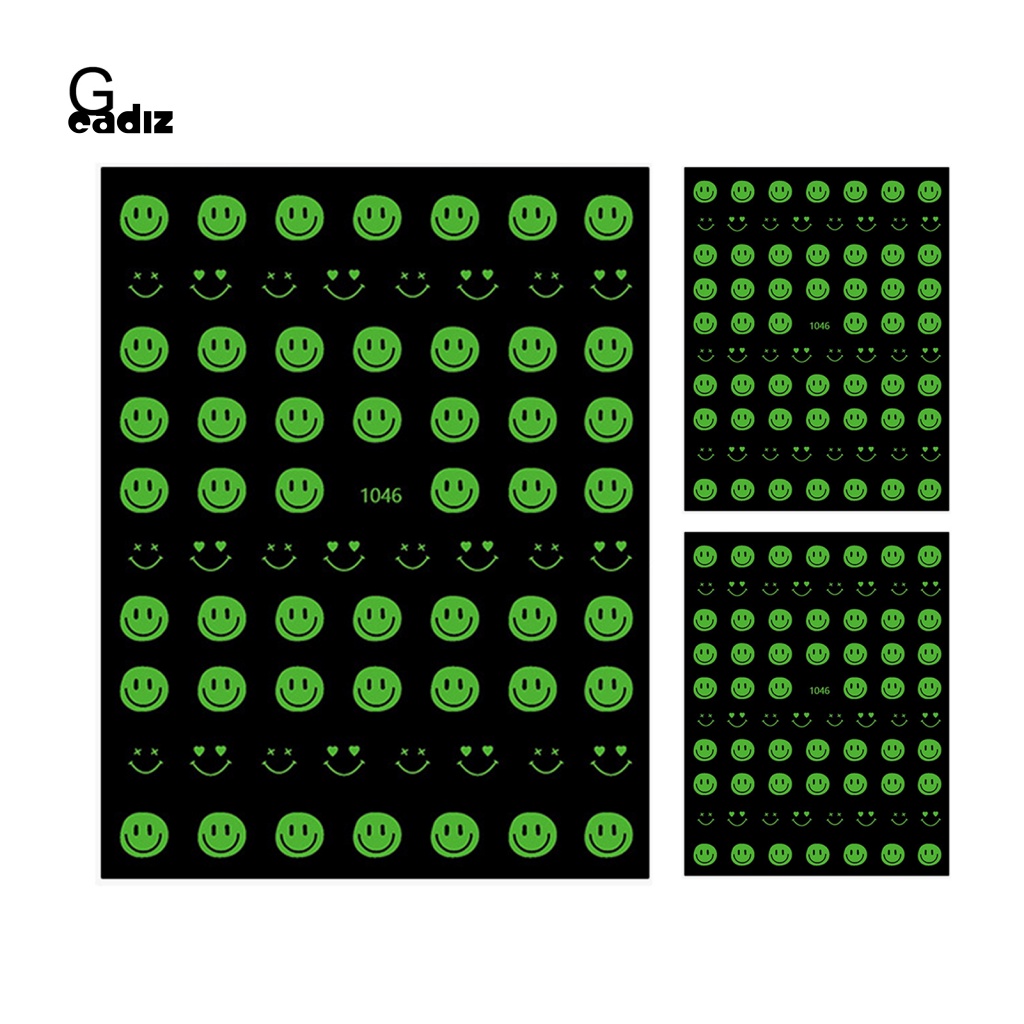 Bộ 3 Miếng Dán Móng Tay Dạ Quang Nhiều Hình Dạng DIY