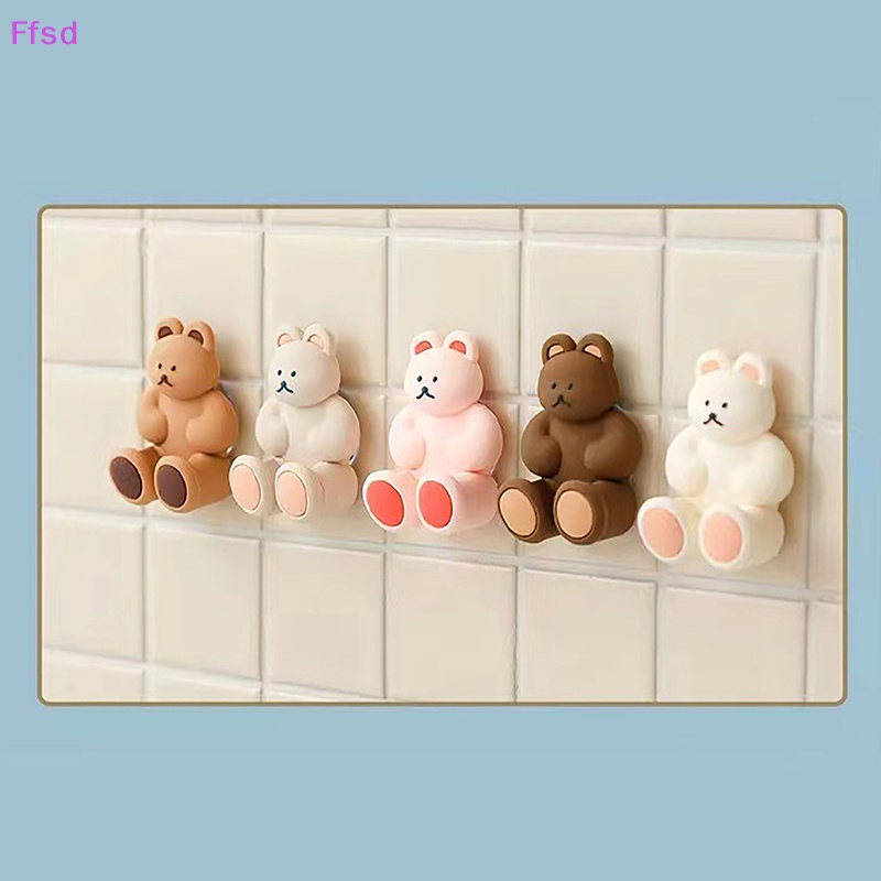 {Ffsd} Giá Đỡ Bàn Chải Đánh Răng &amp; Móc Hít Chân Không Hình Gấu Hoạt Hình Sắp Xếp