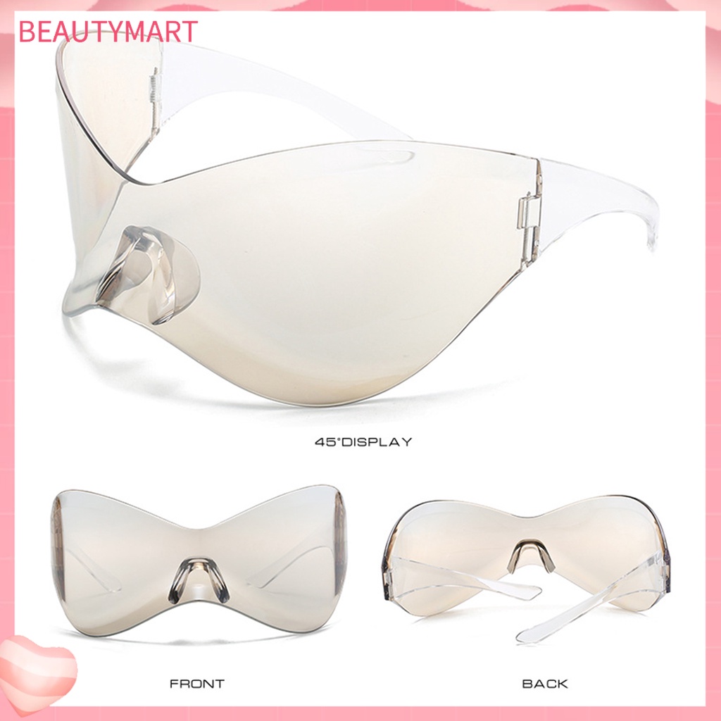 Kính Mát Một Mảnh Không Gọng Trong Suốt Chống Tia UV Phong Cách Punk Dành Cho Nam Nữ