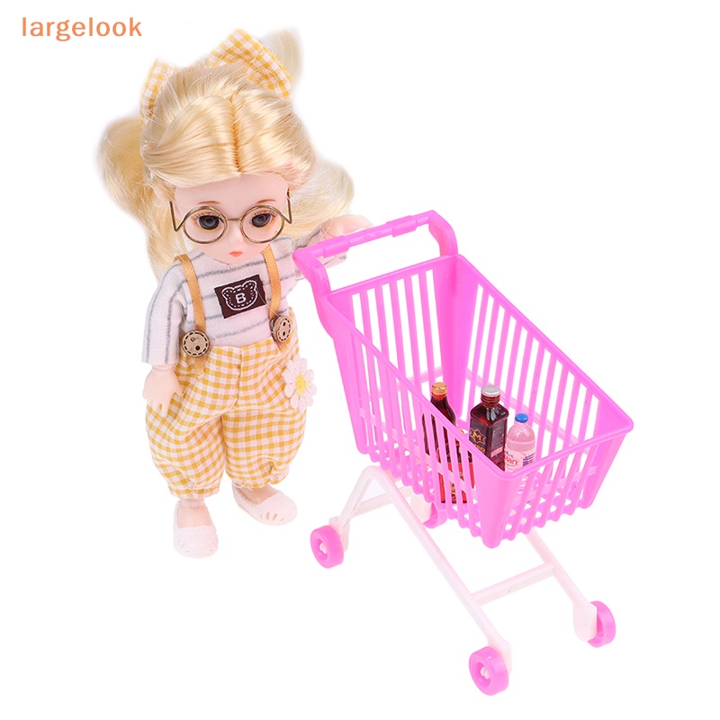 Mô Hình Xe Đẩy Mua Sắm Mini Bằng Nhựa Trang Trí Nhà Búp Bê