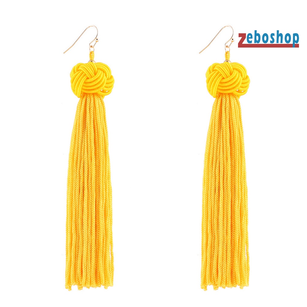 Bông Tai Dáng Dài Phối Núm Tua Phong Cách Bohemian Thời Trang Cho Nữ