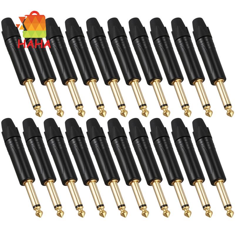 Set 20 Giắc Cắm Âm Thanh 2 Cực 6.35 mm 6.5mm Màu Đen Chuyên Dụng Cho Neutrik 6.35mm