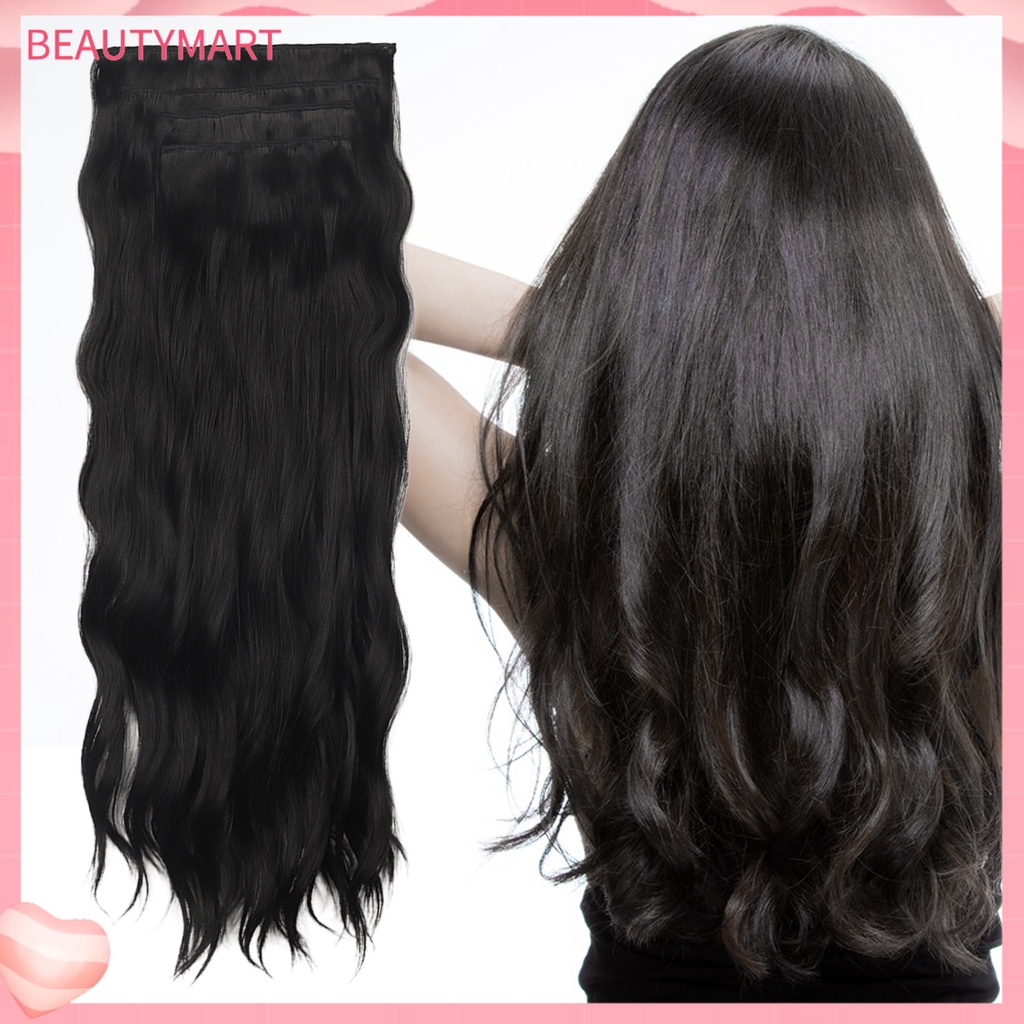 1 Bộ Tóc Giả Nối Dài 55cm 4 Kẹp Tóc Xoăn Mềm Chịu Nhiệt Độ Cao