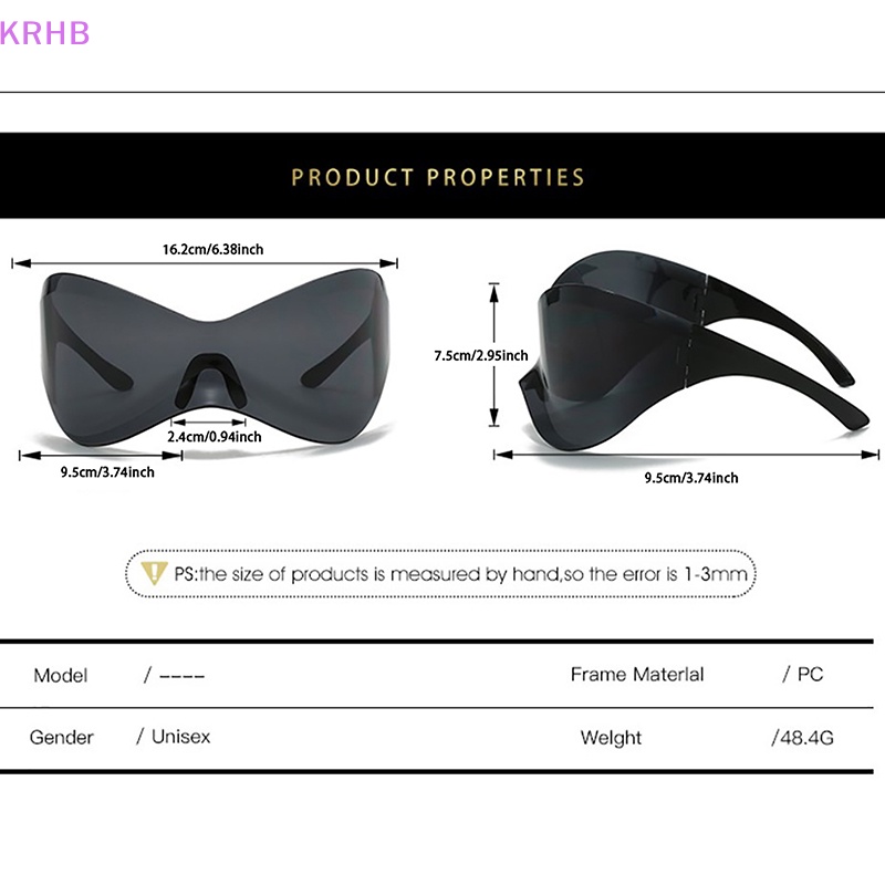 Kính Chống Nắng Không Vành Cỡ Lớn Y2K Phong Cách Hip Hop Cổ Điển Thời Trang Cho Nam Và Nữ Mới