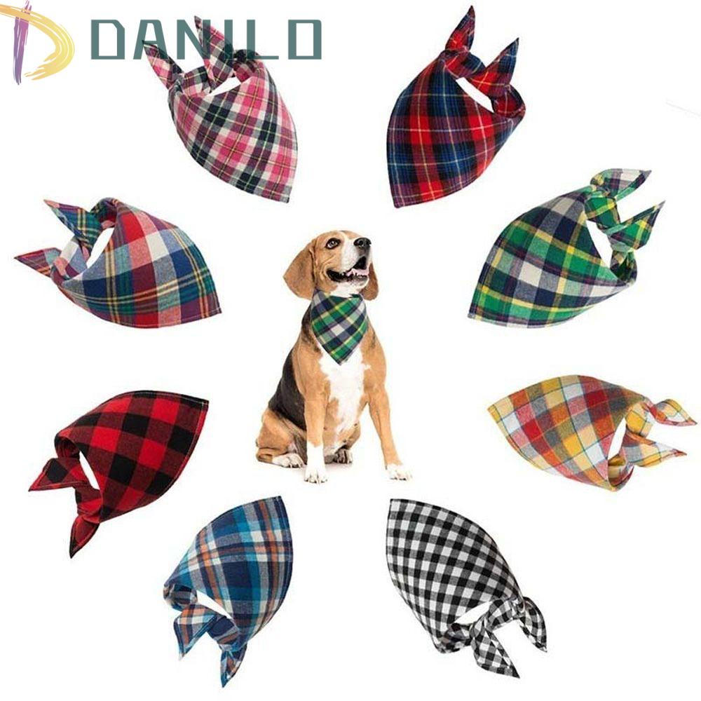 Danilo Khăn Choàng Cổ Cotton Họa Tiết Kẻ Sọc Caro Có Thể Điều Chỉnh Dành Cho Cún Cưng