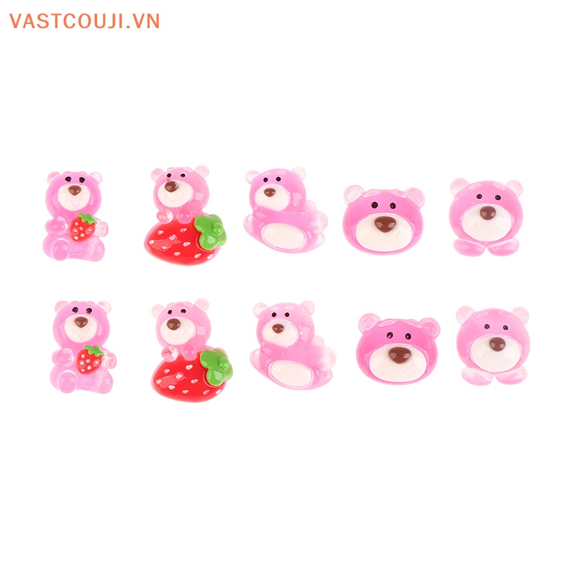 Set 5 Gấu Dâu Tây Mini Bằng Nhựa Phát Quang Trang Trí Sân Vườn