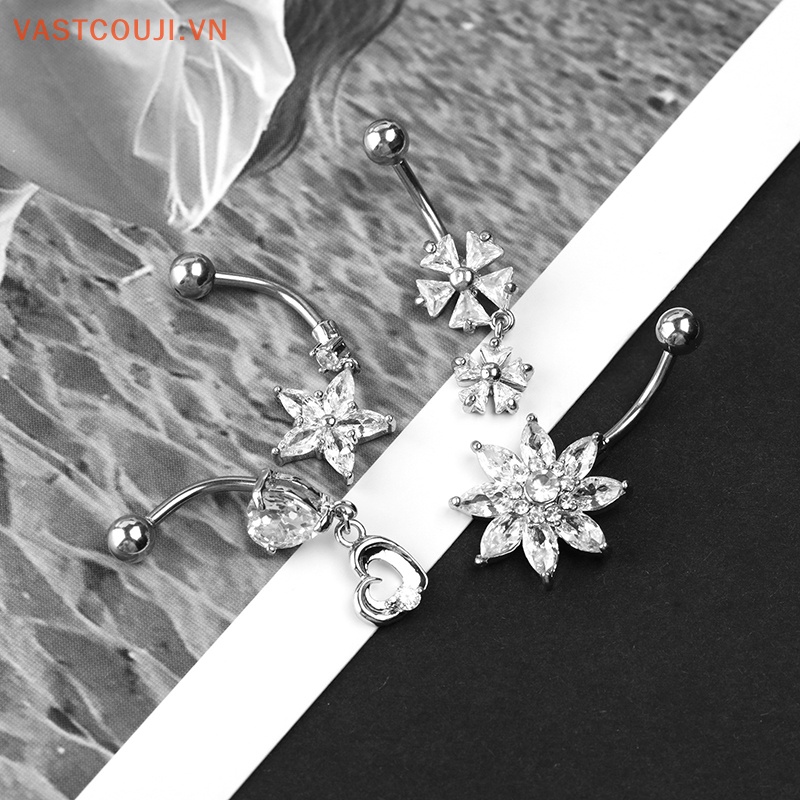 Khuyên Rốn Chất Liệu Thép Không Gỉ Đính Đá Zircon Gợi Cảm