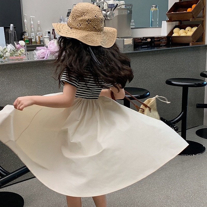 Đầm Kẻ Sọc Thời Trang Mùa Hè Hàn Quốc Cho Bé Gái 2-7 Tuổi