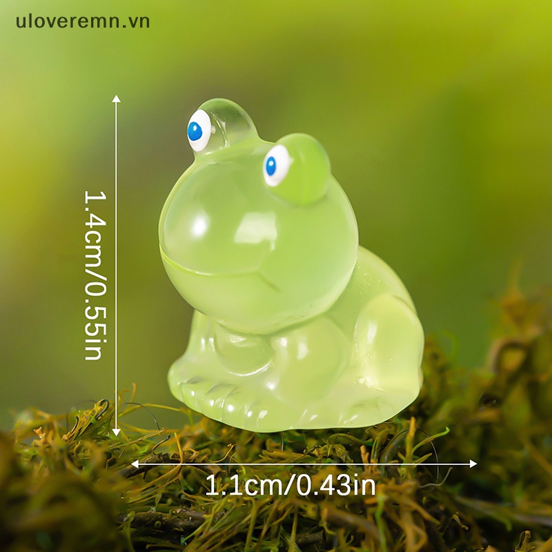 Set 2 Tượng Ếch Hoạt Hình Mini Màu Dạ Quang Trang Trí Tiểu Cảnh