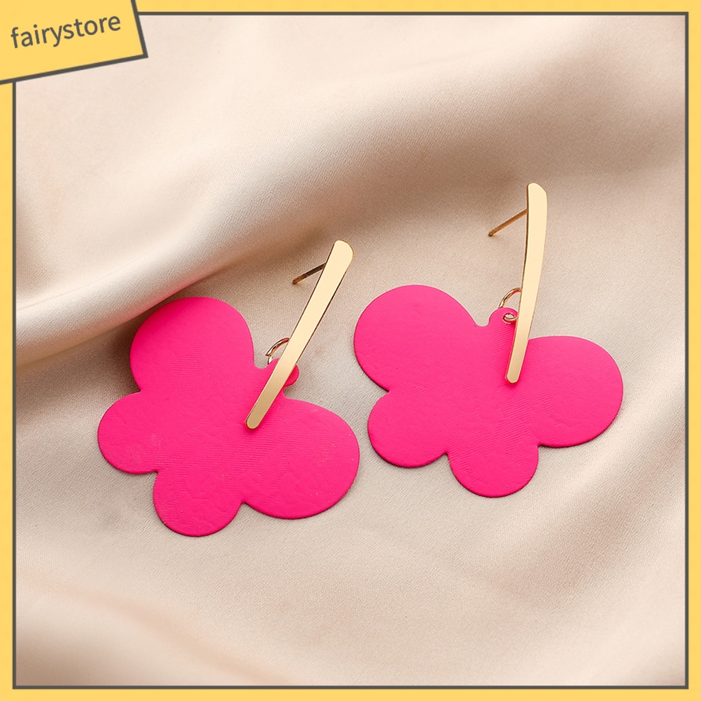 [FRO] 1 Đôi Bông Tai Hình Giọt Nước Lớn Bằng Kim Loại Sơn Hình Học Cá Tính Làm Quà Tặng Cho Nữ