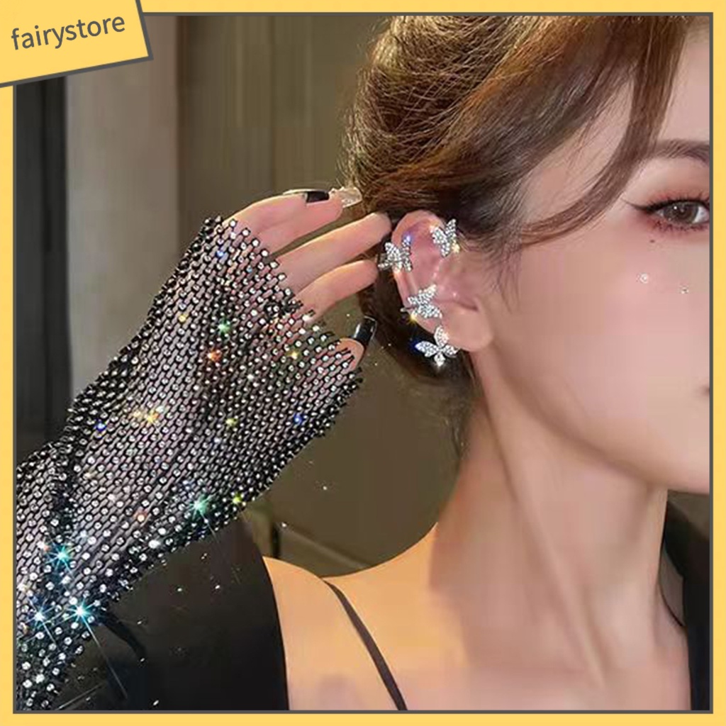 1 Đôi Bông Tai Hình Bướm Đính Đá Thời Trang