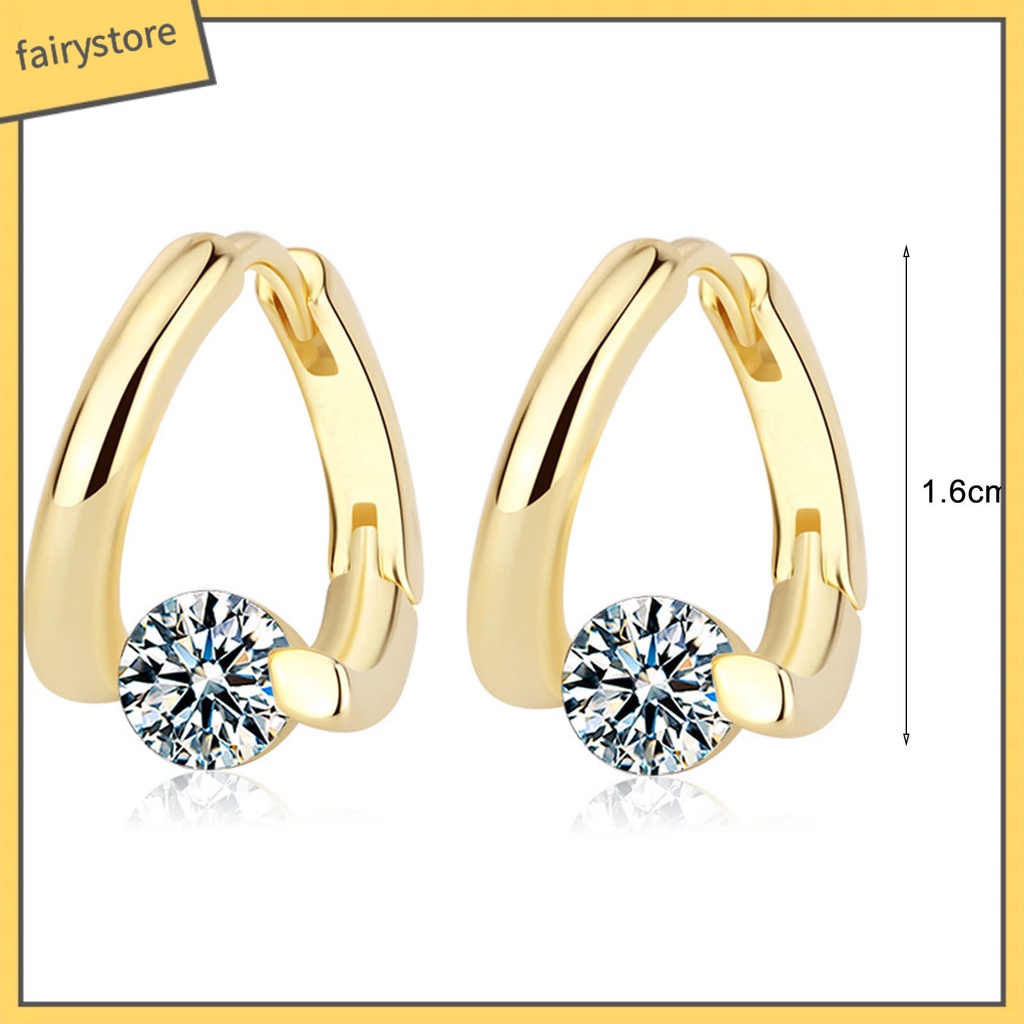 1 Đôi Bông Tai Hình Học Đính Đá Zircon Lấp Lánh Dành Cho Nữ