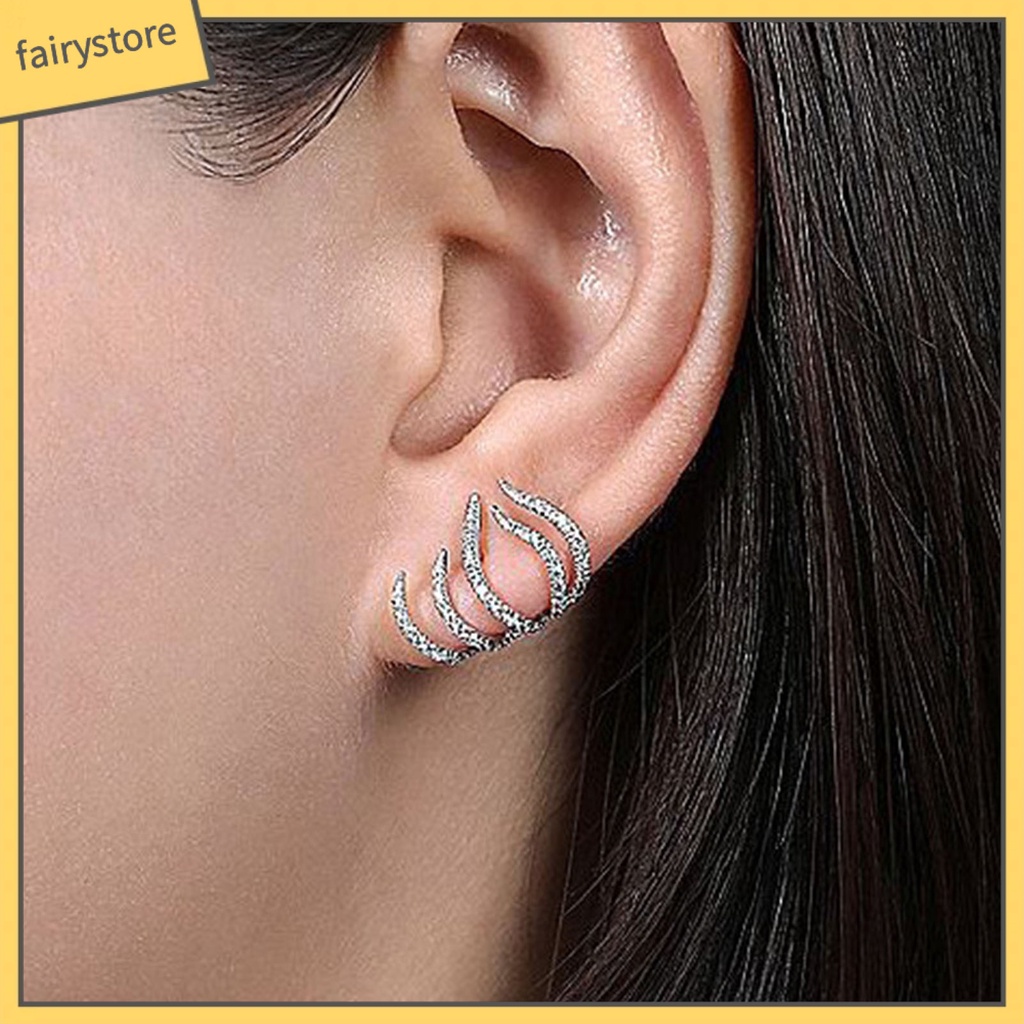 1 Đôi Bông Tai Hình Móng Vuốt Mạ Điện Sáng Bóng Dành Cho Nữ