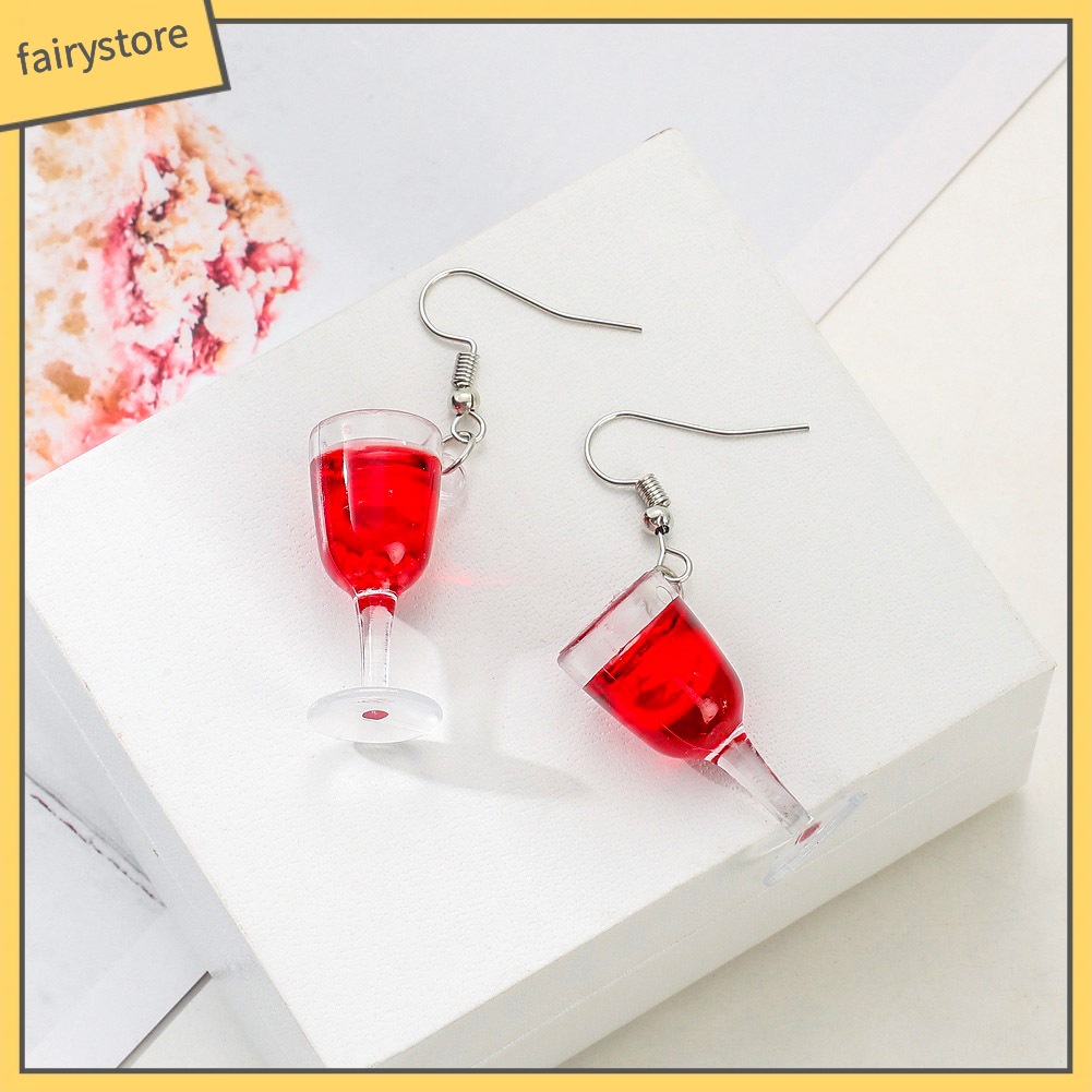 Bông Tai Dạng Móc Hình Ly Rượu Bằng Resin Thời Trang Cho Nữ