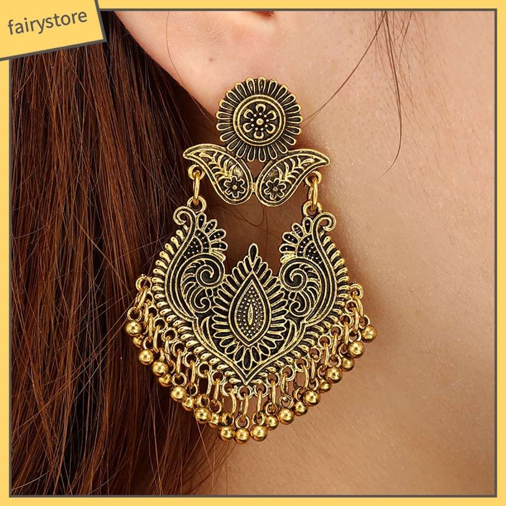 Khuyên Tai Nữ Hình Tròn Chạm Khắc Thời Trang