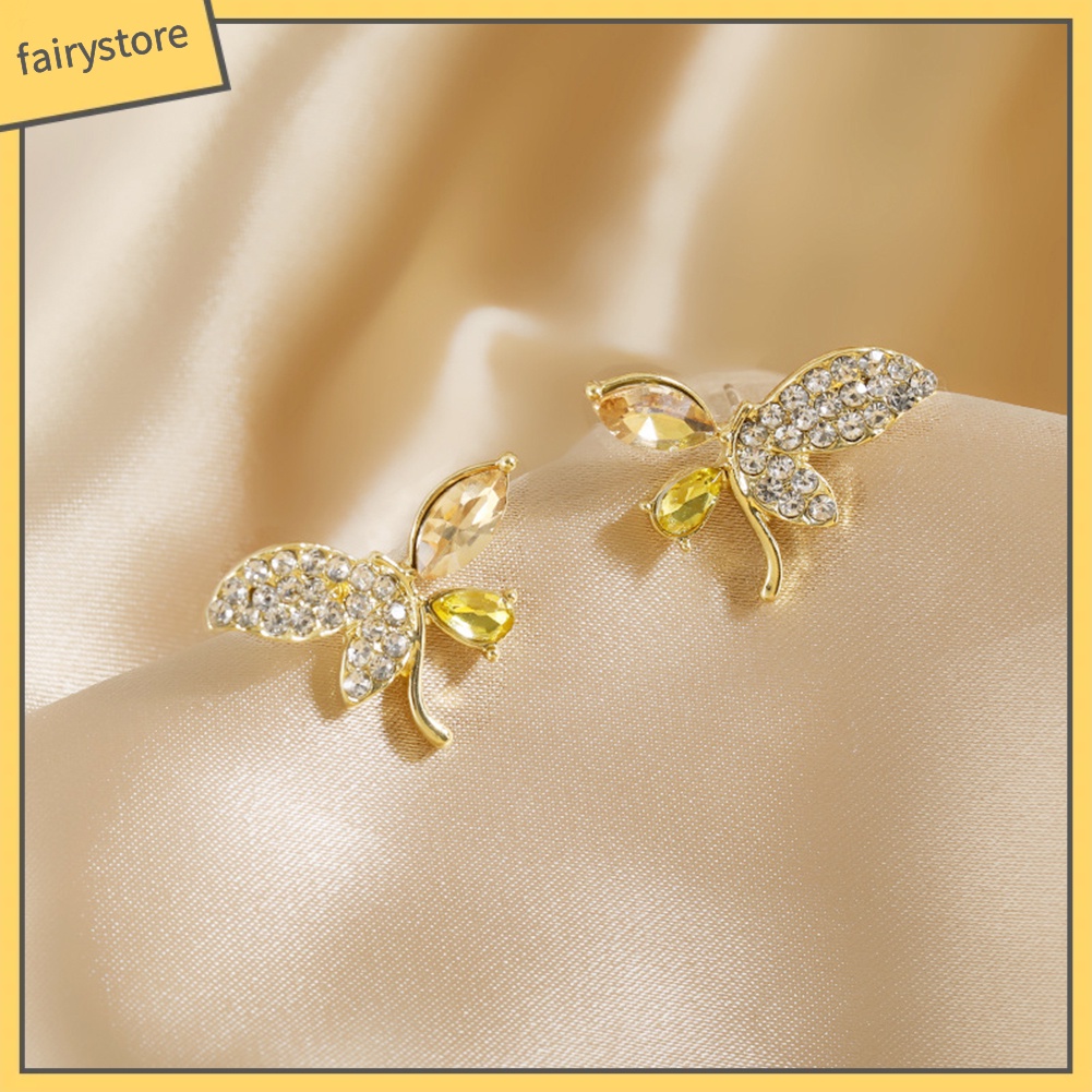 Bông Tai Hình Bướm Đính Đá Ngọt Ngào Thời Trang Dành Cho Nữ