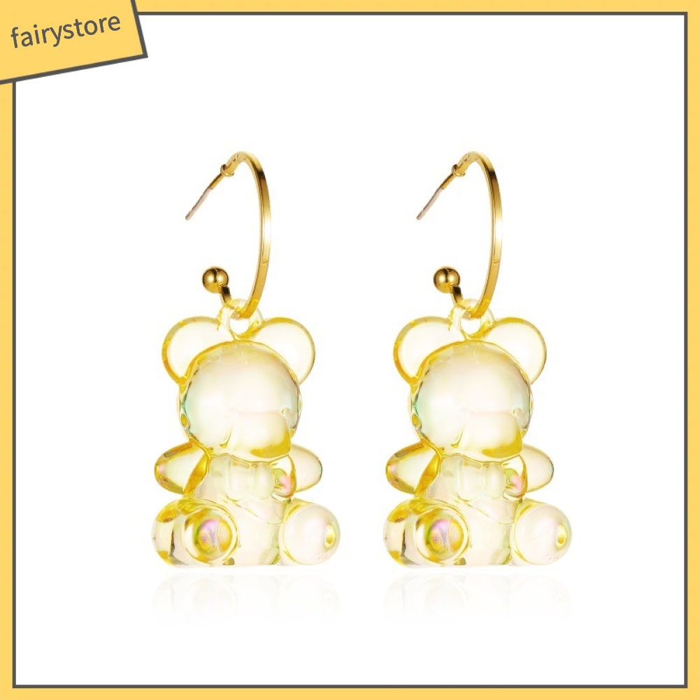 Bông Tai Ba Chiều Trong Suốt Hình Gấu Đáng Yêu Cho Nữ