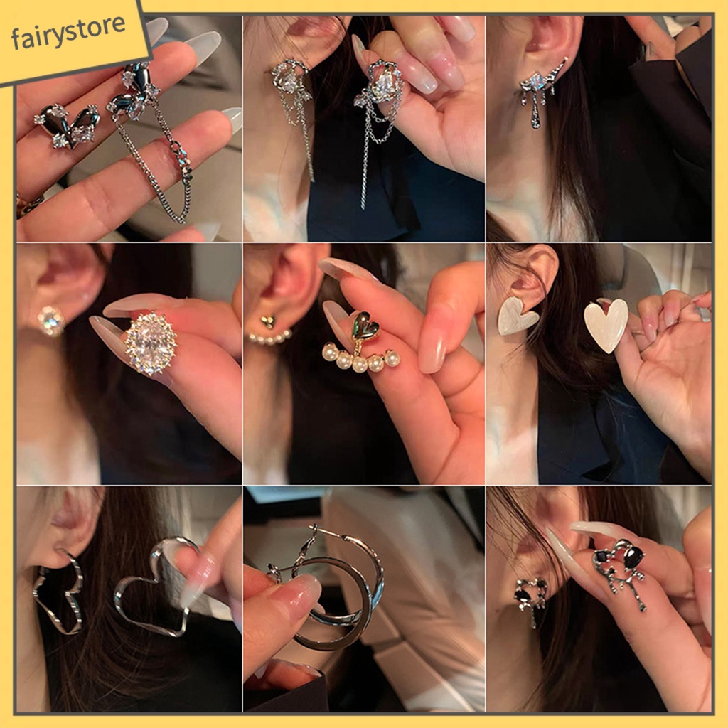 1 Đôi Bông Tai Hình Trái Tim Đính Ngọc Trai Nhân Tạo Phong Cách Hàn Quốc