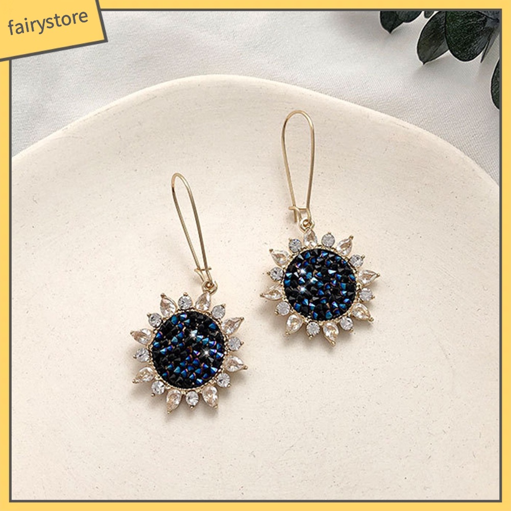 Bông Tai Hình Hoa Hướng Dương Đính Đá Zircon Sang Trọng Cho Nữ