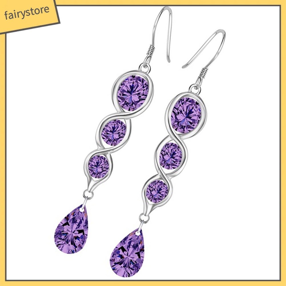 Bông Tai Dạng Móc Xoắn Đính Đá Zirconia Thời Trang Cho Nữ