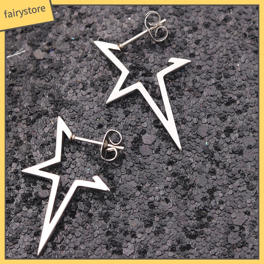 1 Đôi Bông Tai Hình Ngôi Sao Năm Cánh Bằng Hợp Kim Màu Trơn Phong Cách Hip hop Thời Trang Cho Nữ
