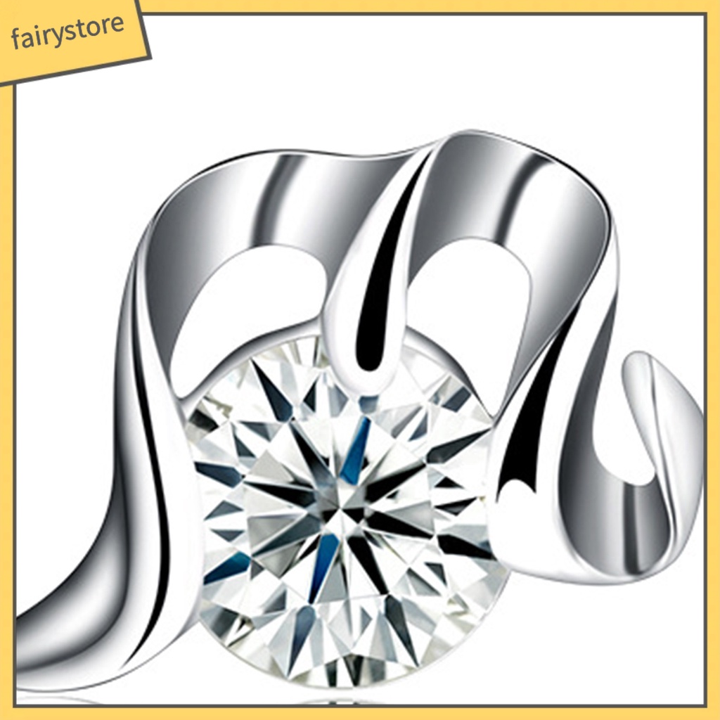 1 Đôi Bông Tai Mạ Bạc 925 Hình Chữ M Đính Đá Zircon Đơn Giản