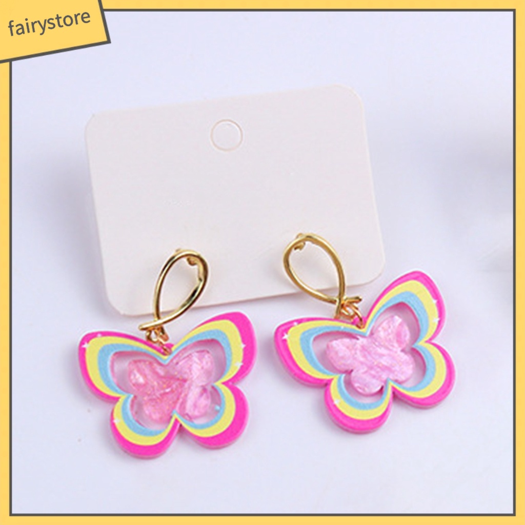 1 Đôi Bông Tai Hình Bướm Rỗng Nhiều Màu Phong Cách Vintage Dành Cho Nữ