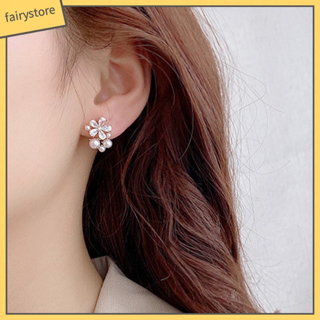 1 Đôi Bông Tai Đinh Tán Bằng Hợp Kim Cứng Chống Dao Hình Bông Hoa Dành Cho Nữ