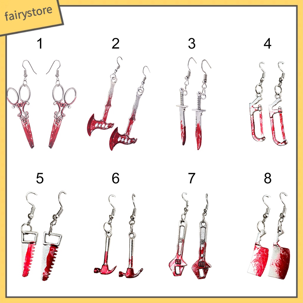 [FRO] 1 Đôi Bông Tai Lủng Lẳng Hình Cưa Máu Kinh Dị Cho Halloween