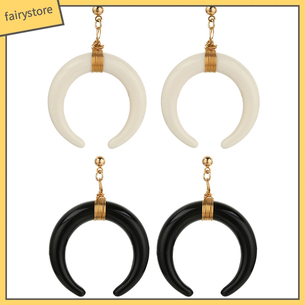 Bông Tai Hình Trăng Khuyết / Sừng / Lưỡi Liềm Bằng Đồng Phong Cách Punk Thời Trang Cho Nữ