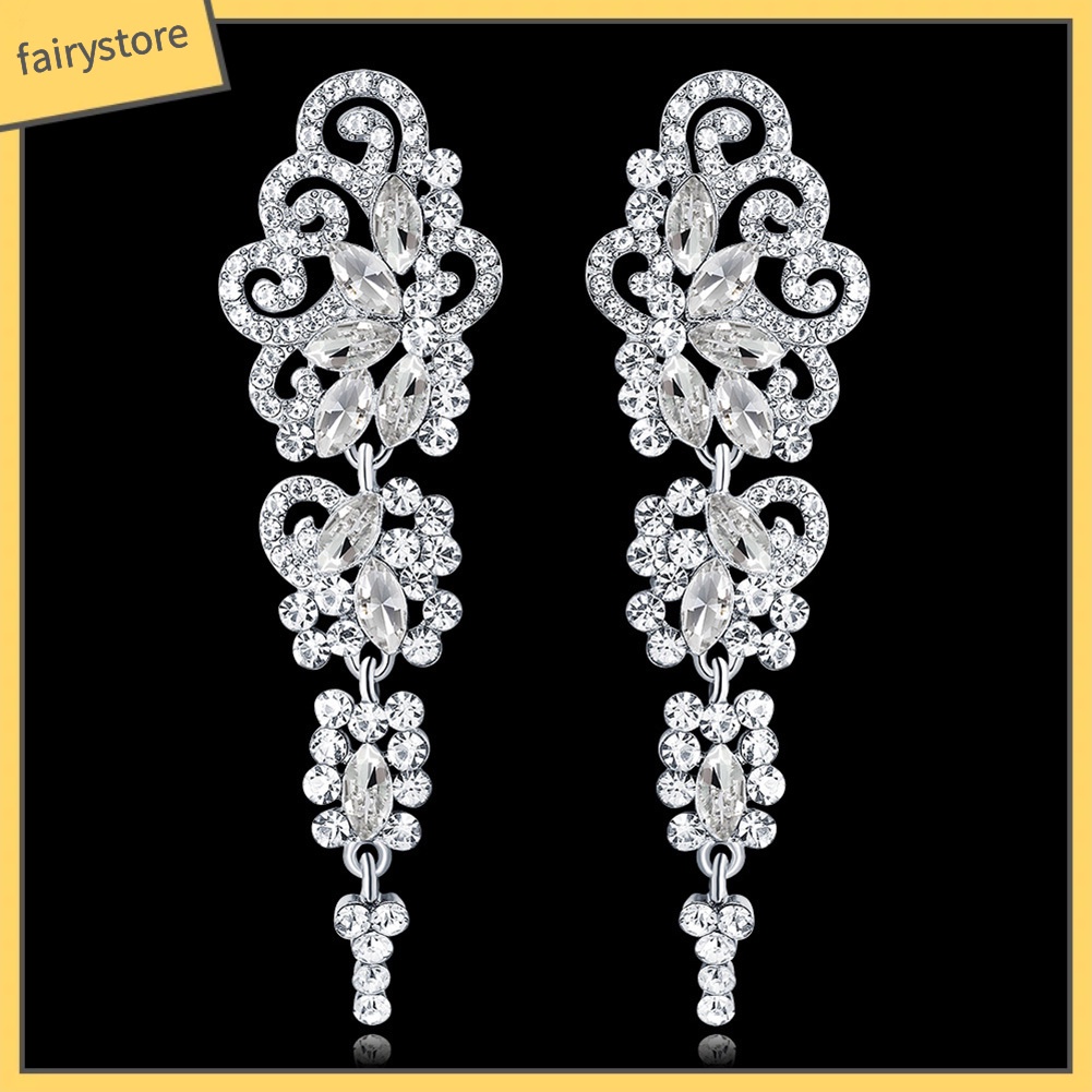 Bông Tai Dáng Dài Đính Đá Thời Trang Cho Nữ