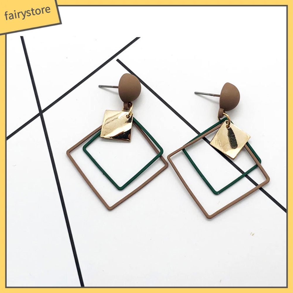 Đôi Bông Tai Dáng Dài Mặt Hình Thoi Thời Trang Cho Nữ