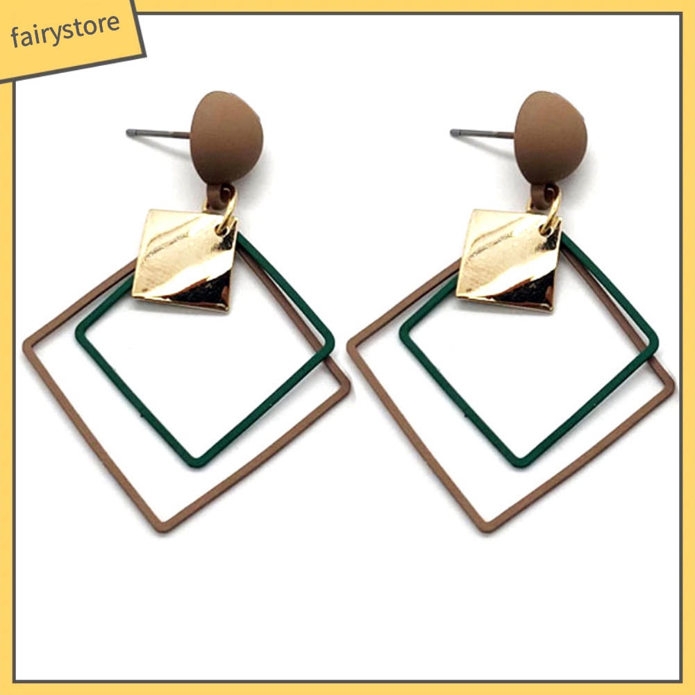 Đôi Bông Tai Dáng Dài Mặt Hình Thoi Thời Trang Cho Nữ