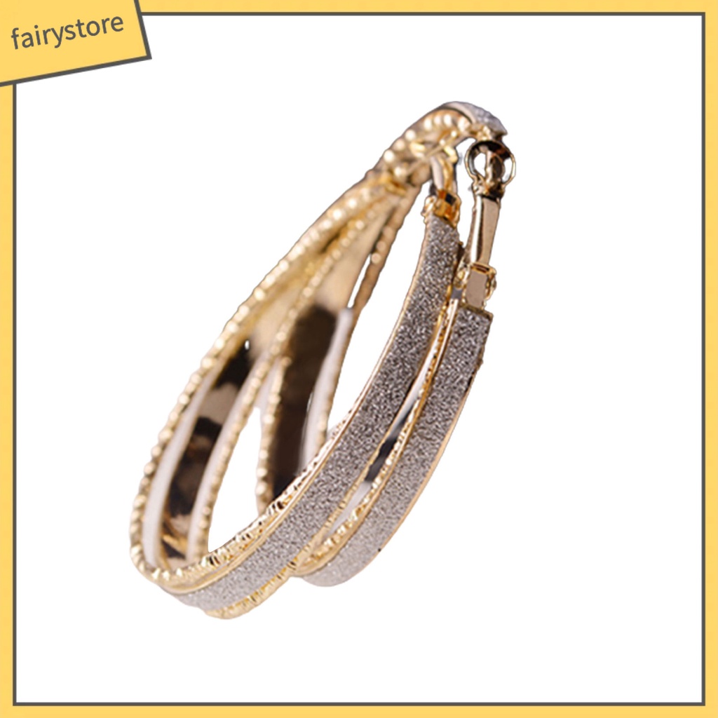 1 Đôi Bông Tai Tròn Hợp Kim Lấp Lánh Thời Trang Cho Nữ