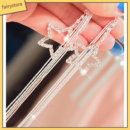 Bông Tai Dáng Dài Hình Ngôi Sao Đính Đá Thời Trang Cho Nữ [FRO]