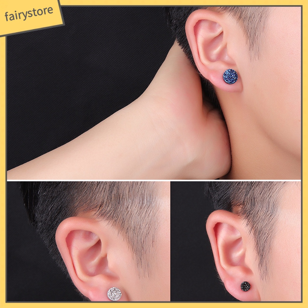 1 Đôi Bông Tai Tròn Mini 8mm Đính Pha Lê Nhân Tạo Lấp Lánh Thời Trang Dành Cho Nam Nữ