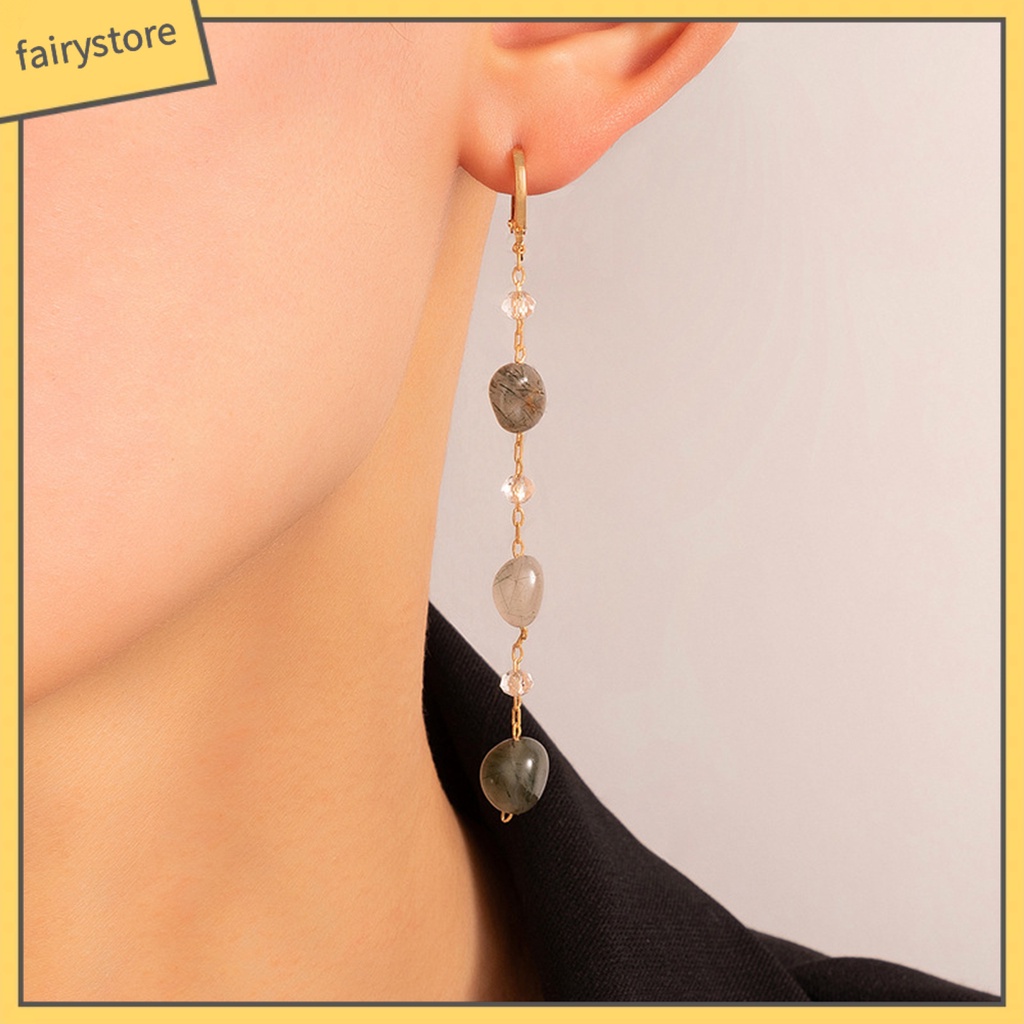 [FRO] 1 Đôi Bông Tai Lủng Lẳng Đính Đá Lấp Lánh Quyến Rũ Hiện Đại