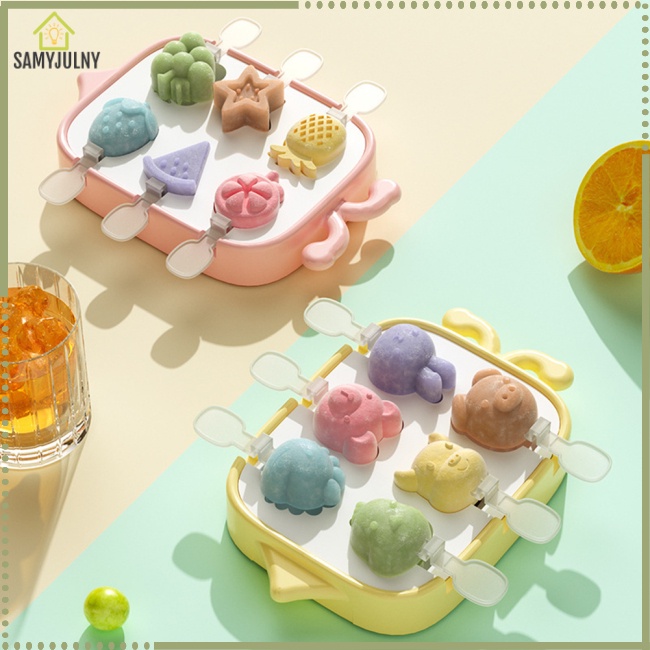 Khuôn Silicon Làm Kem Que Hình Trái Cây Hoạt Hình Dễ Tháo Gỡ Có Thể Tái Sử Dụng